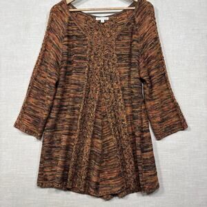 Notations Womens Tunic Sweater 2X Marbled Fall Knit Cozy Boho Comfy Boho Indie